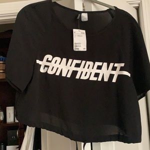 Black and white sheer crop